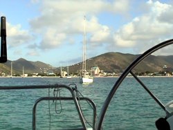 Philipsburg Bay: vista dalla poppa di Cent Lieues